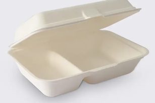 1000ml 2-comp Bagasse Clamshell Box