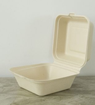 6” Burger Bagasse Clamshell Box